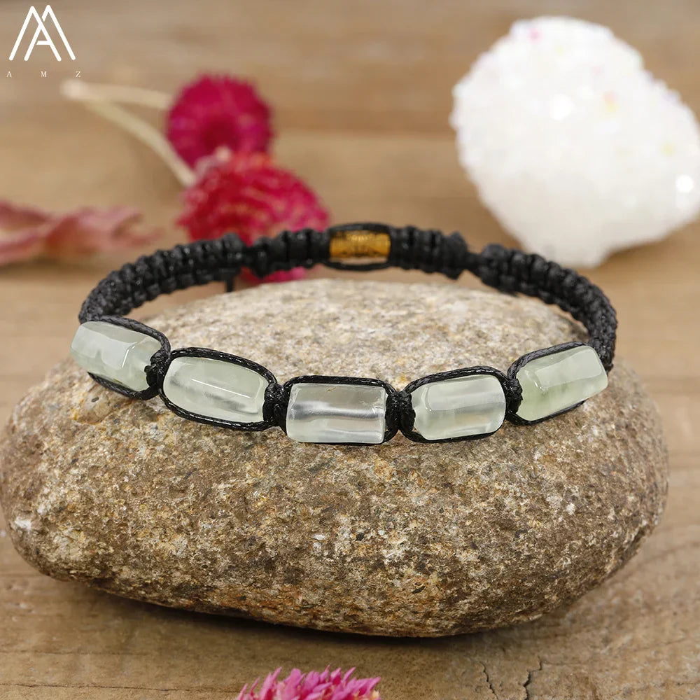 Natural Black Tourmaline Nugget Beads Knotted Handmade Woven