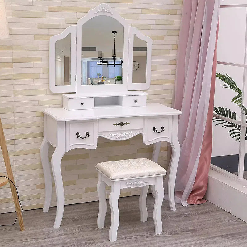 Vintage Makeup Dressing Table Bedroom Storage Girl Drawer