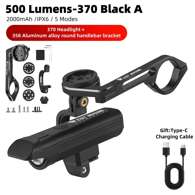 WEST BIKING Anti-Glare Bicycle Headlights IPX6 Waterproof Rechargeable