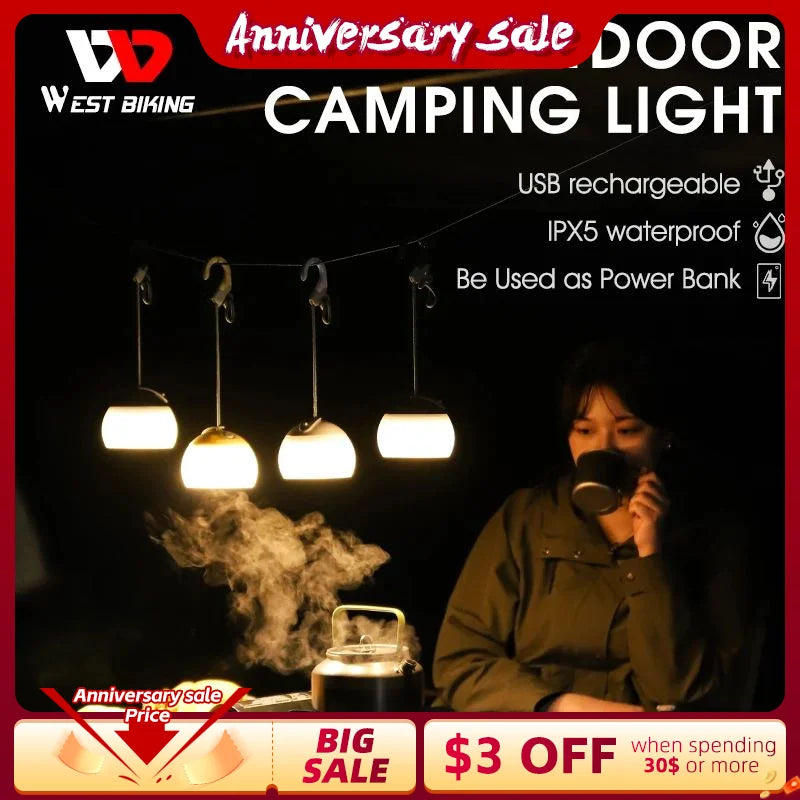 WEST BIKING Camping Tent Light Hanging Camping Lanterns