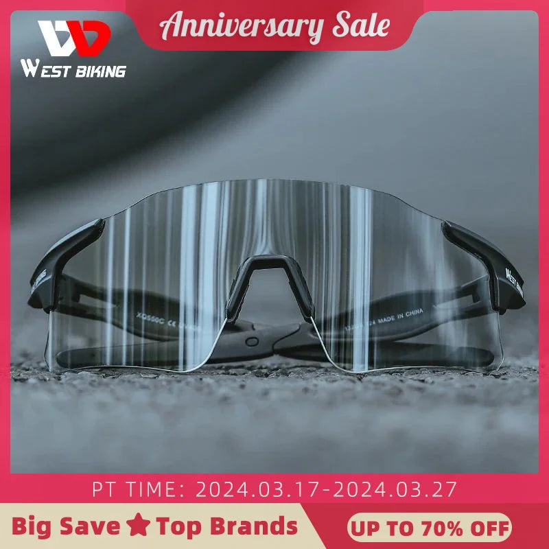 WEST BIKING Photochromic Cycling Sunglasses Men MTB Road