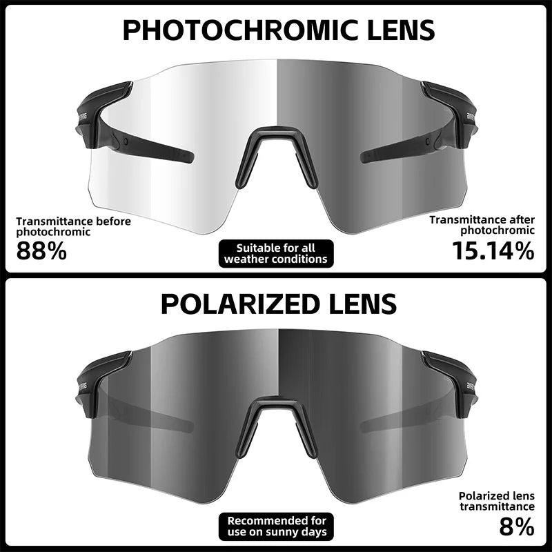 WEST BIKING Photochromic Cycling Sunglasses Men MTB Road