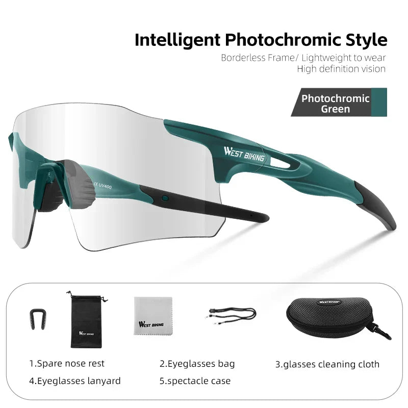 WEST BIKING Photochromic Cycling Sunglasses Men MTB Road