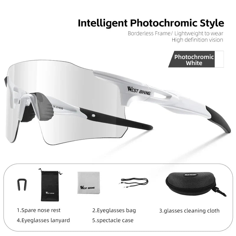 WEST BIKING Photochromic Cycling Sunglasses Men MTB Road