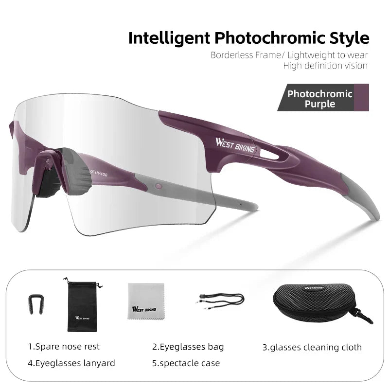 WEST BIKING Photochromic Cycling Sunglasses Men MTB Road