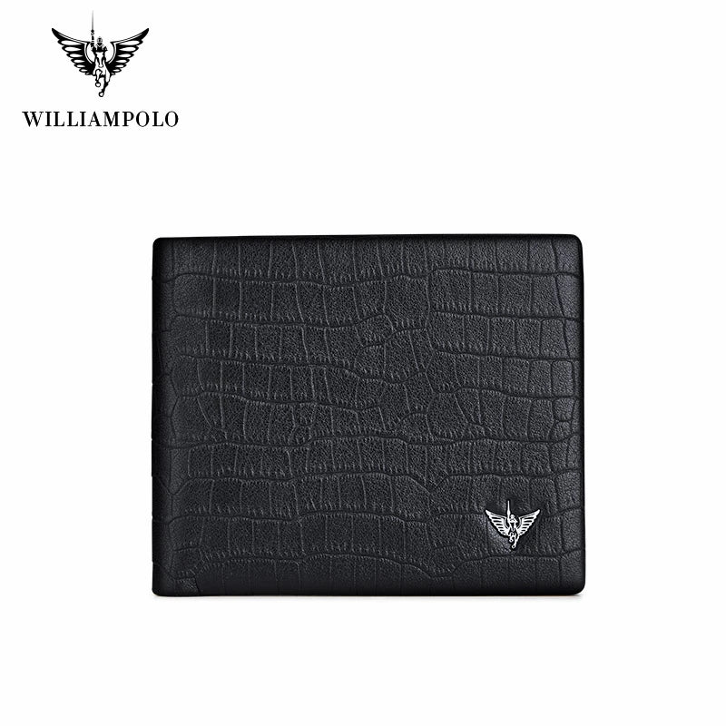 WILLIAMPOLO Men’s Wallets High Quality Cowhide Card Holder Genuine Leather Men Clutch Wallets Male Passport Cover Purses