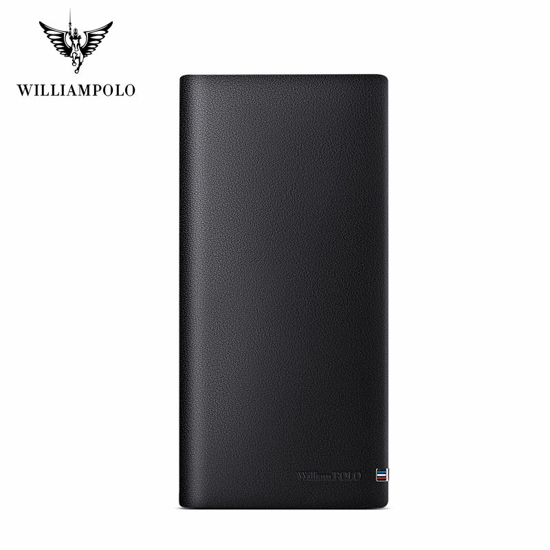 WILLIAMPOLO Men’s Wallets High Quality Cowhide Card Holder Genuine Leather Men Clutch Wallets Male Passport Cover Purses