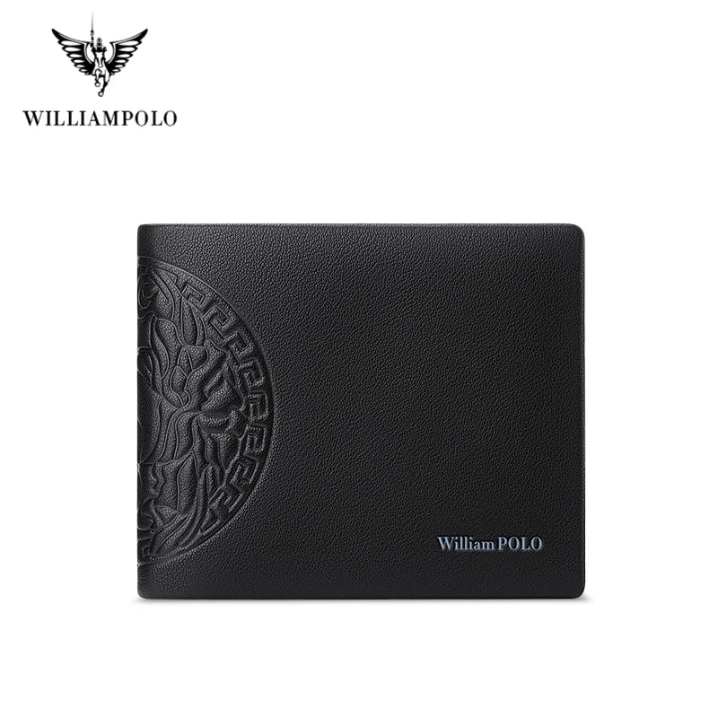 WILLIAMPOLO Men’s Wallets High Quality Cowhide Card Holder Genuine Leather Men Clutch Wallets Male Passport Cover Purses