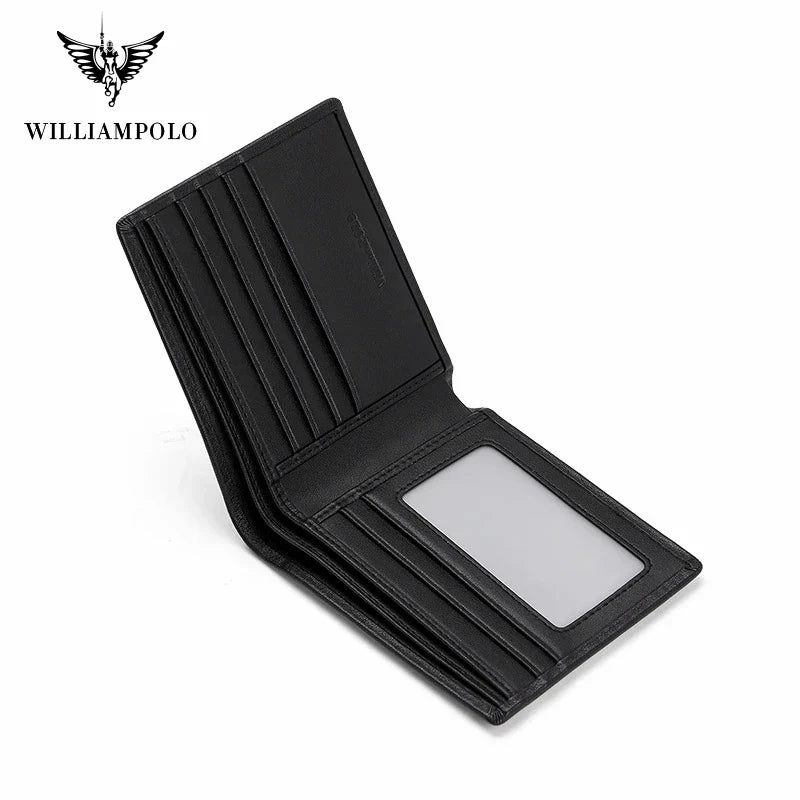 WILLIAMPOLO Men’s Wallets High Quality Cowhide Card Holder Genuine Leather Men Clutch Wallets Male Passport Cover Purses