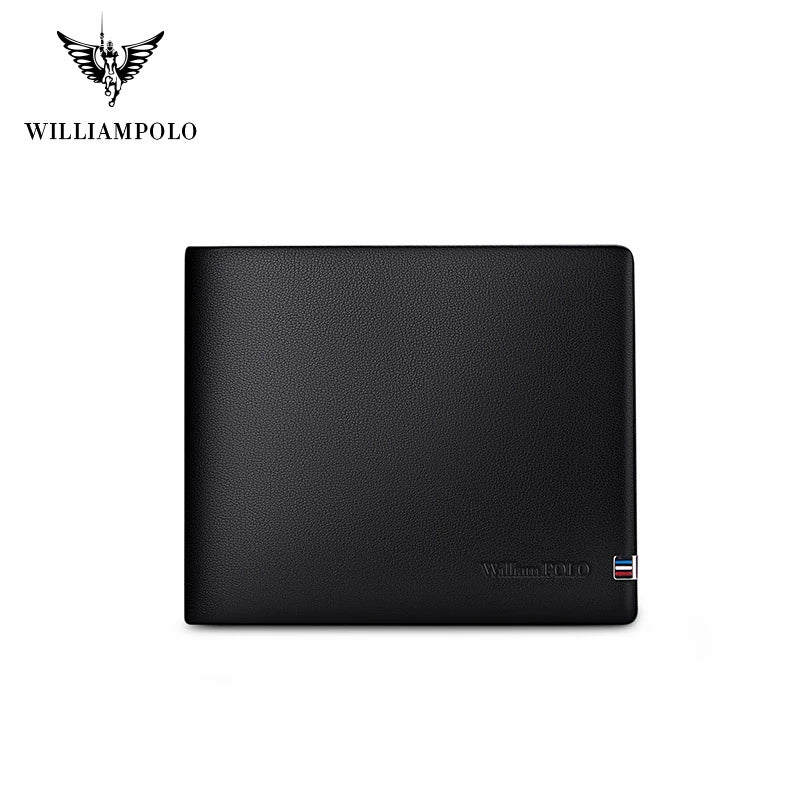 WILLIAMPOLO Men’s Wallets High Quality Cowhide Card Holder Genuine Leather Men Clutch Wallets Male Passport Cover Purses