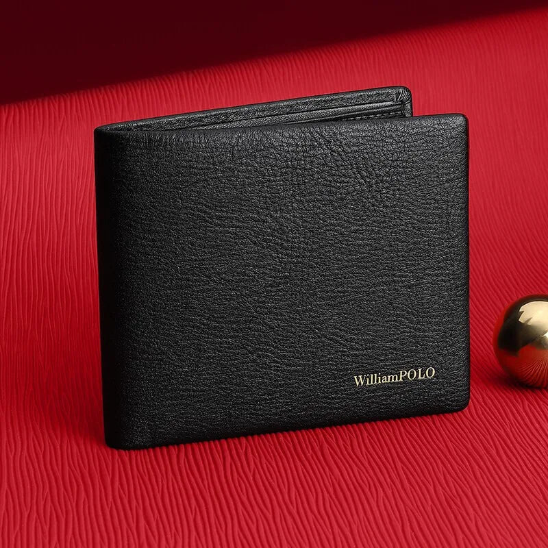 WILLIAMPOLO Men’s Wallets High Quality Cowhide Card Holder Genuine Leather Men Clutch Wallets Male Passport Cover Purses