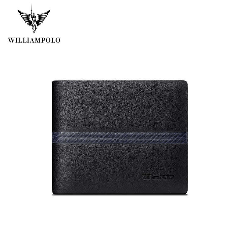 WILLIAMPOLO Men’s Wallets High Quality Cowhide Card Holder Genuine Leather Men Clutch Wallets Male Passport Cover Purses