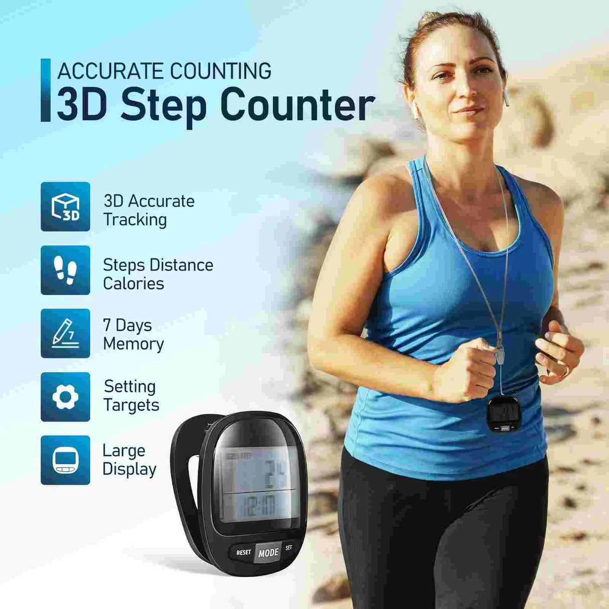 Walking 3D Pedometer Simple Step Counter Walking Distance