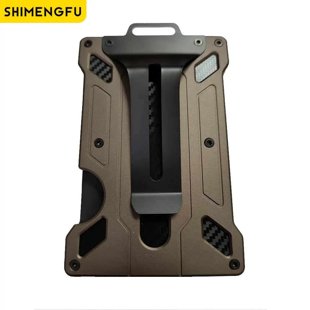 Wallet For Men Slim Aluminum Metal Money Clip with 1Clear window ID Badge Holder RFID Blocking Holds up 15 Cards with Cash Clip