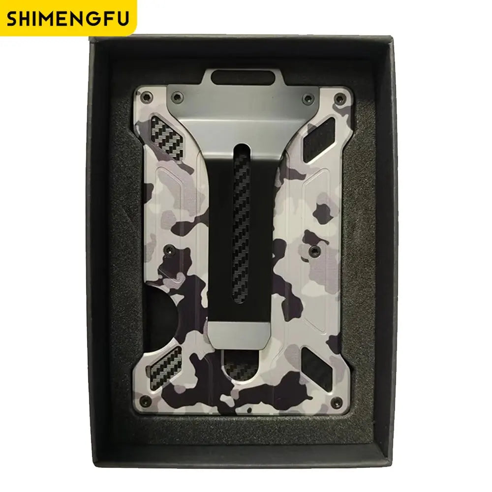 Wallet For Men Slim Aluminum Metal Money Clip with 1Clear window ID Badge Holder RFID Blocking Holds up 15 Cards with Cash Clip