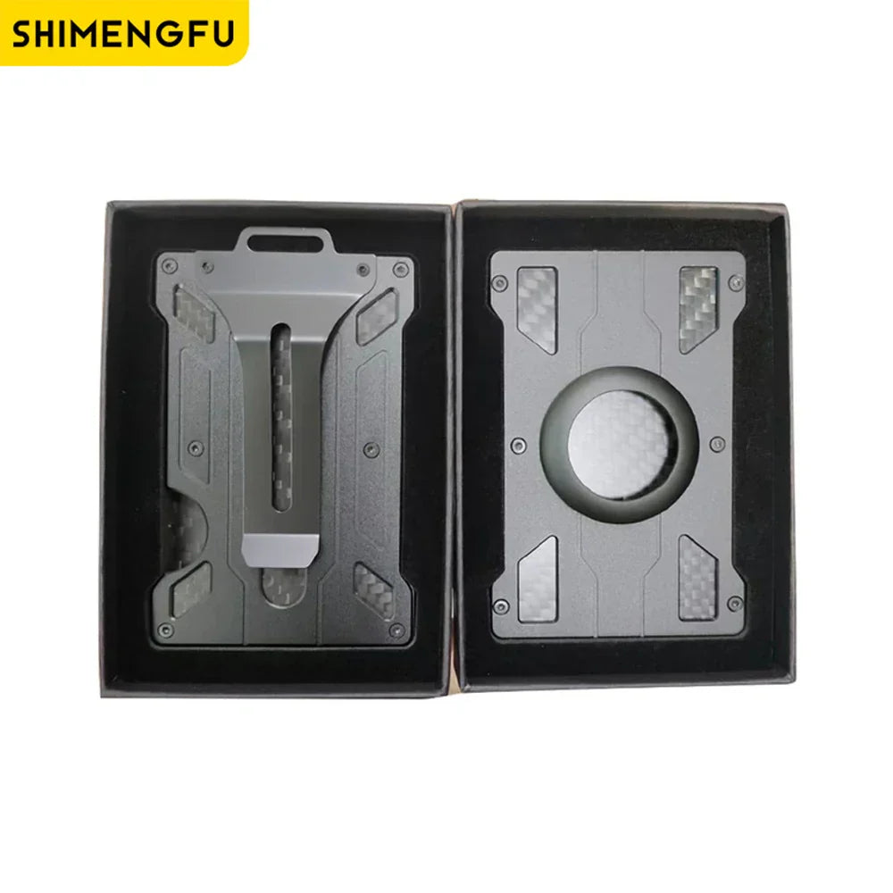 Wallet For Men Slim Aluminum Metal Money Clip with 1Clear window ID Badge Holder RFID Blocking Holds up 15 Cards with Cash Clip