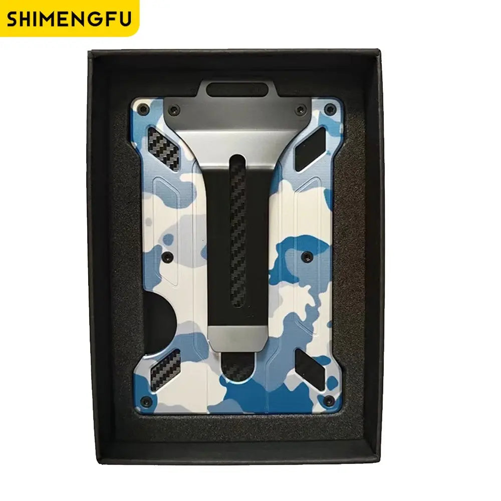 Wallet For Men Slim Aluminum Metal Money Clip with 1Clear window ID Badge Holder RFID Blocking Holds up 15 Cards with Cash Clip