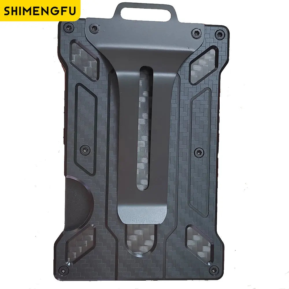 Wallet For Men Slim Aluminum Metal Money Clip with 1Clear window ID Badge Holder RFID Blocking Holds up 15 Cards with Cash Clip