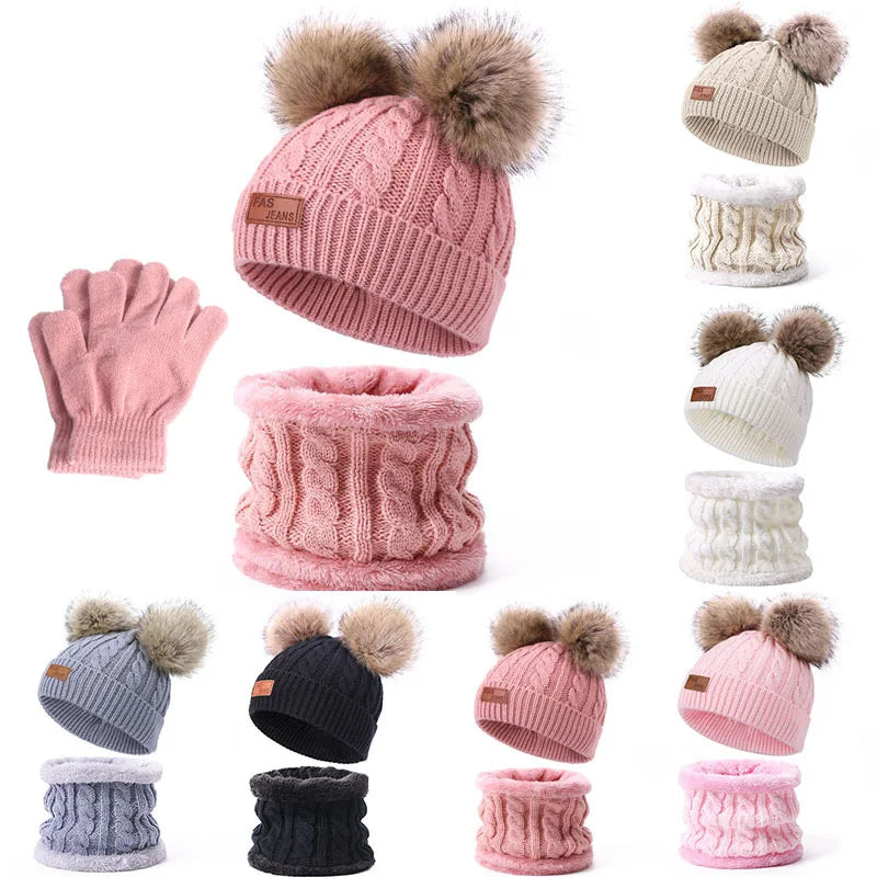 Warm Winter Baby Hats with Scarves for Kids