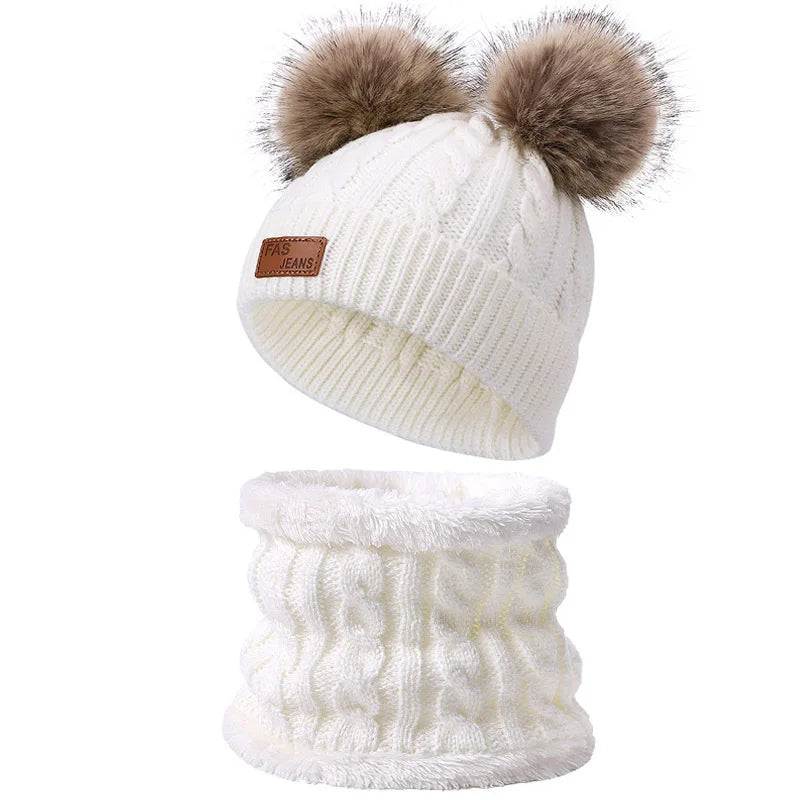 Warm Winter Baby Hats with Scarves for Kids