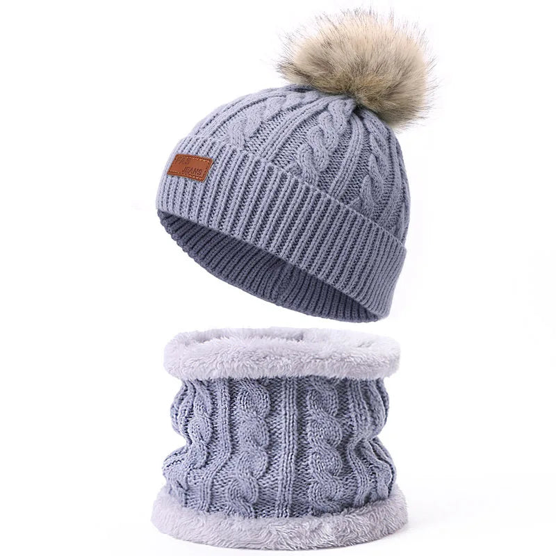 Warm Winter Baby Hats with Scarves for Kids