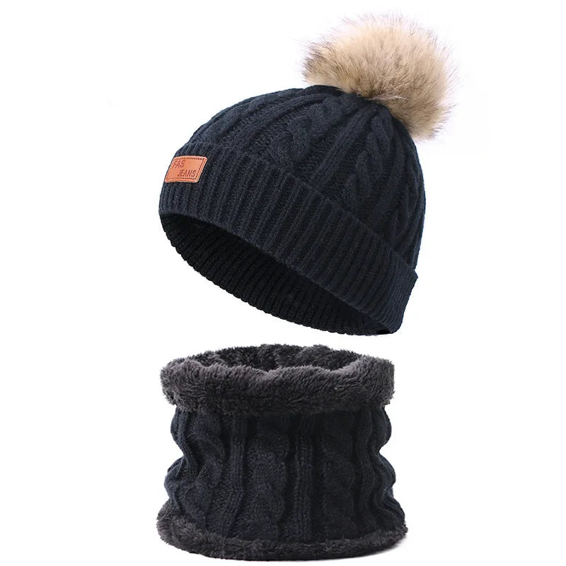 Warm Winter Baby Hats with Scarves for Kids