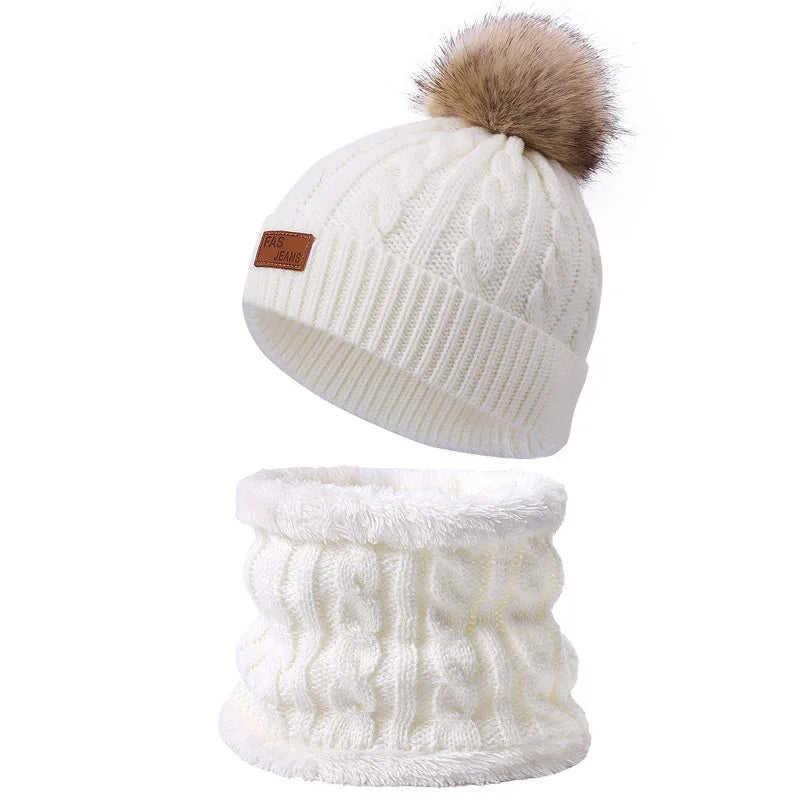 Warm Winter Baby Hats with Scarves for Kids