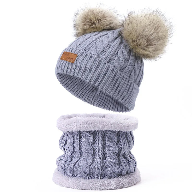 Warm Winter Baby Hats with Scarves for Kids