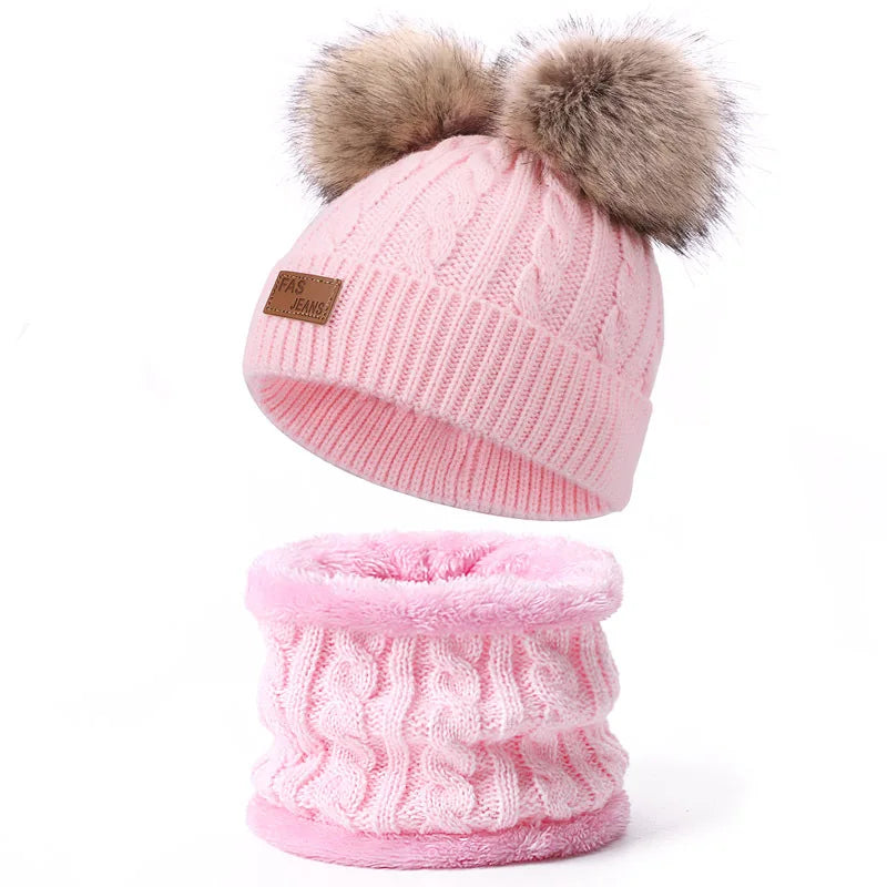 Warm Winter Baby Hats with Scarves for Kids