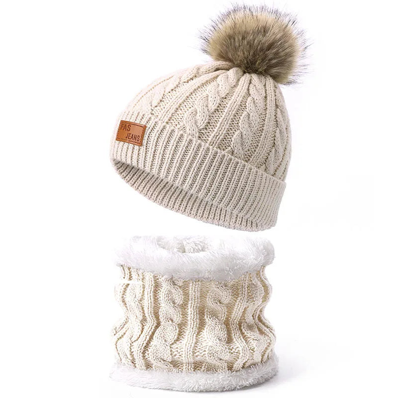 Warm Winter Baby Hats with Scarves for Kids