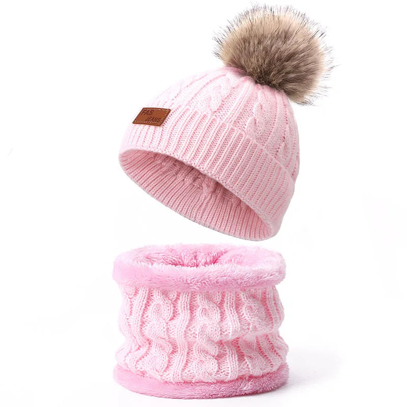 Warm Winter Baby Hats with Scarves for Kids