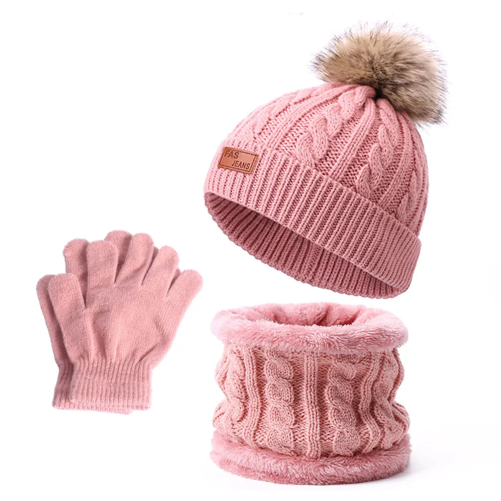 Warm Winter Baby Hats with Scarves for Kids