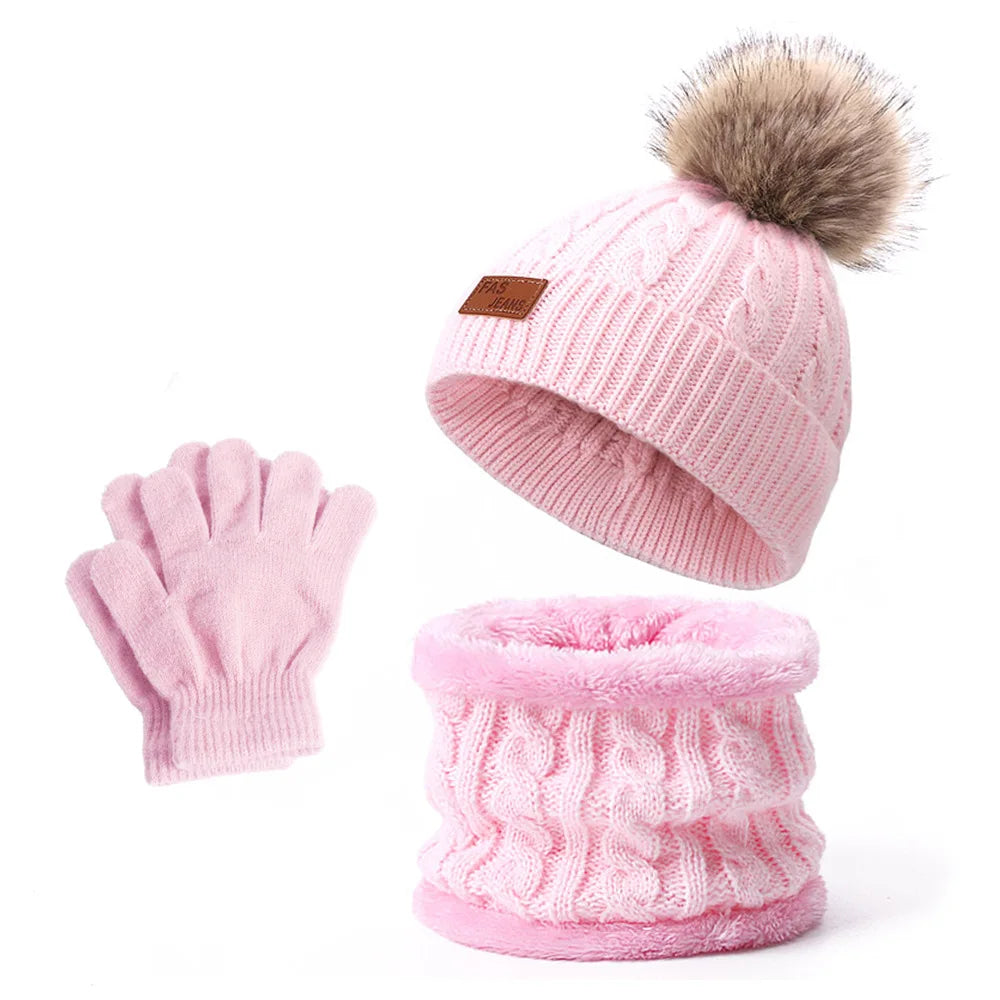 Warm Winter Baby Hats with Scarves for Kids