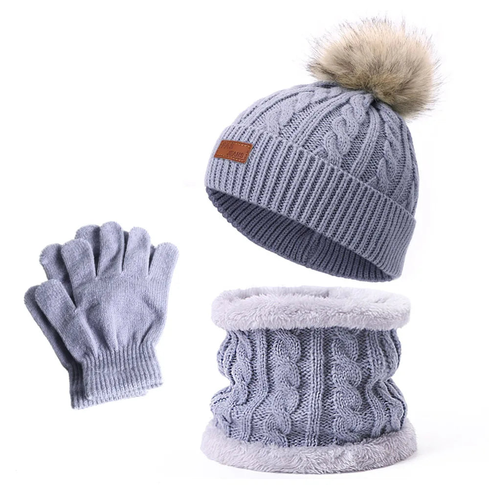 Warm Winter Baby Hats with Scarves for Kids