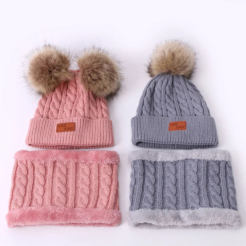 Warm Winter Baby Hats with Scarves for Kids