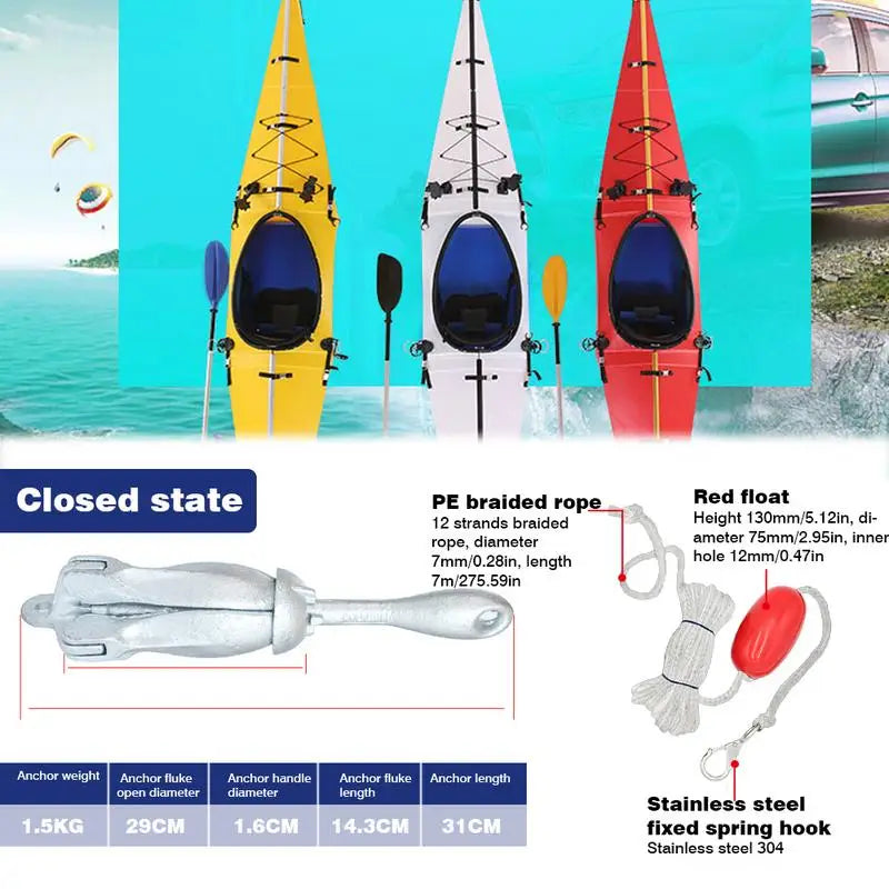 Watercraft Anchor Stainless Steel Folding Universal Dinghy Kayak