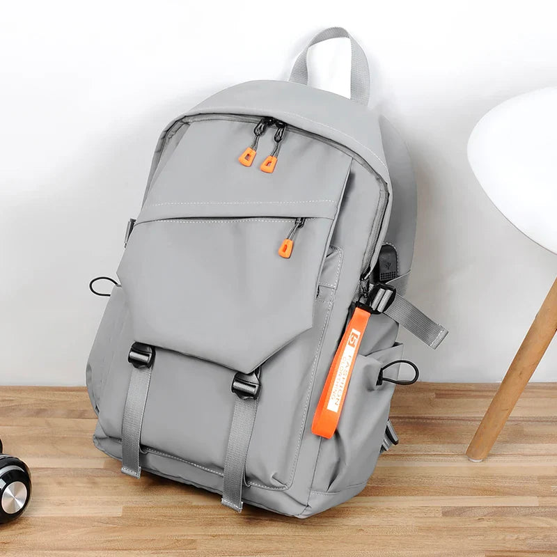 Waterproof coating backpack with USB charging men's laptop