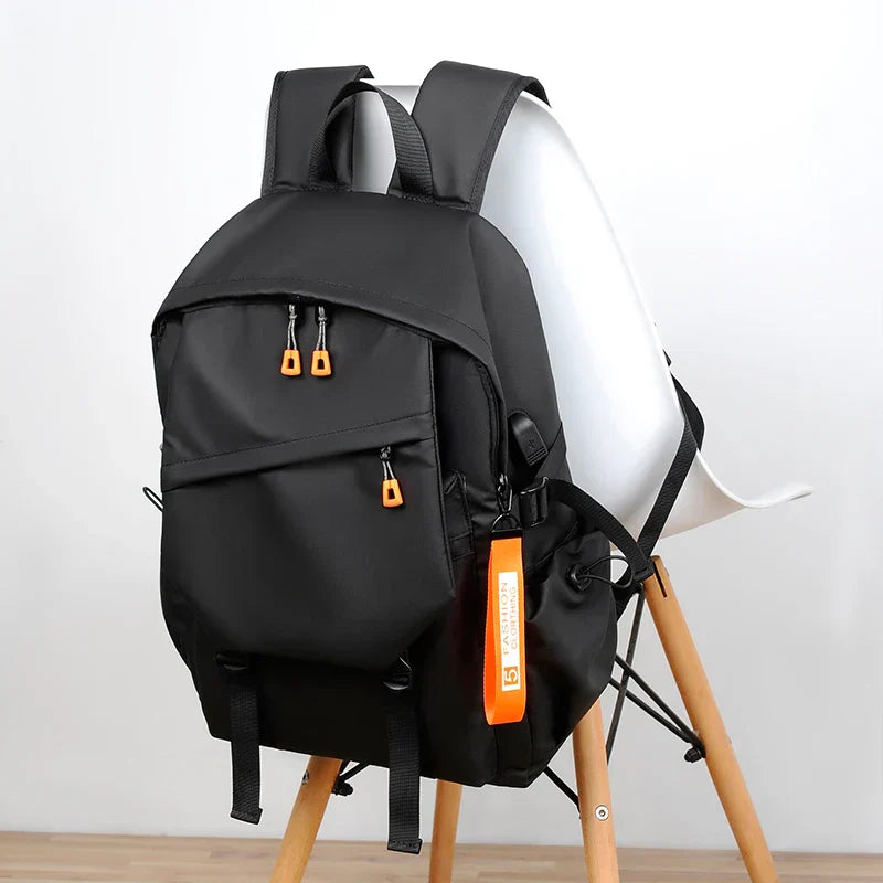 Waterproof coating backpack with USB charging men's laptop