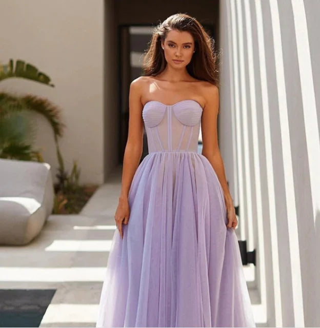 Weiyin AE0775 2024 Simple Green Tulle A Line