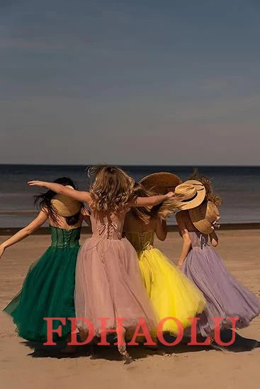 Weiyin AE0775 2024 Simple Green Tulle A Line