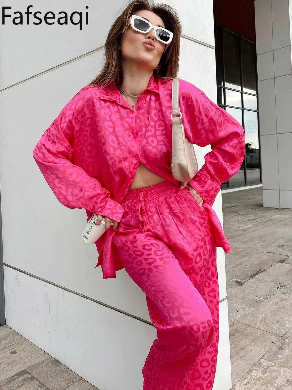 White Satin Wide Leg Trousers Suit for Women