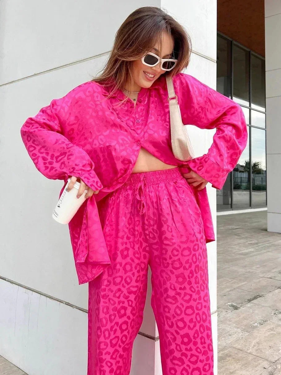 White Satin Wide Leg Trousers Suit for Women