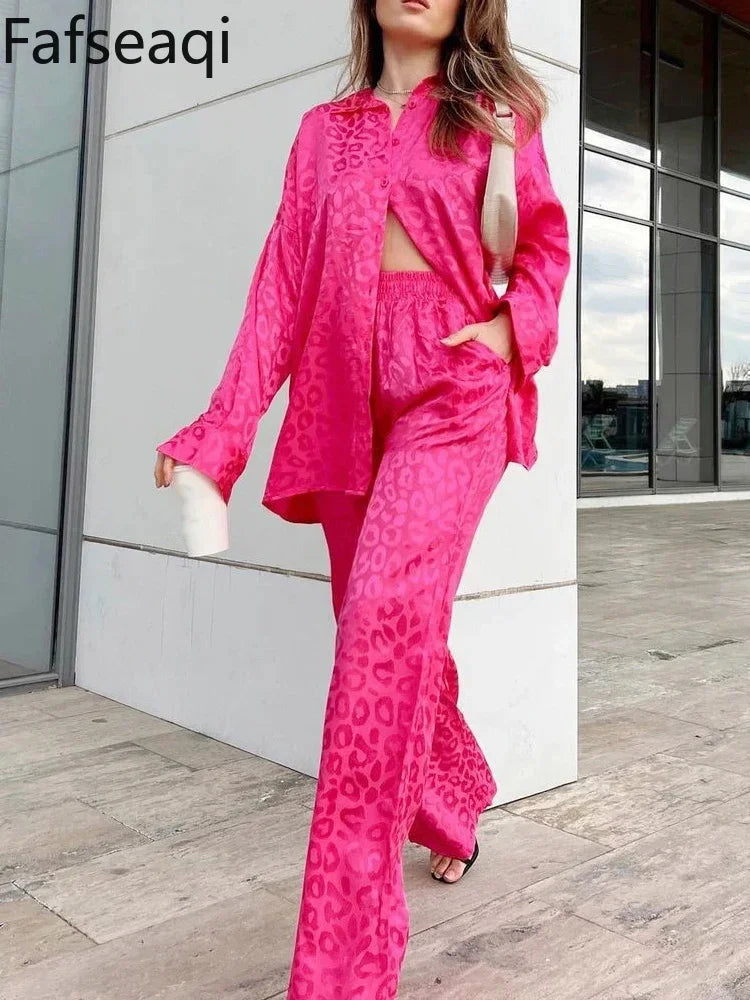 White Satin Wide Leg Trousers Suit for Women