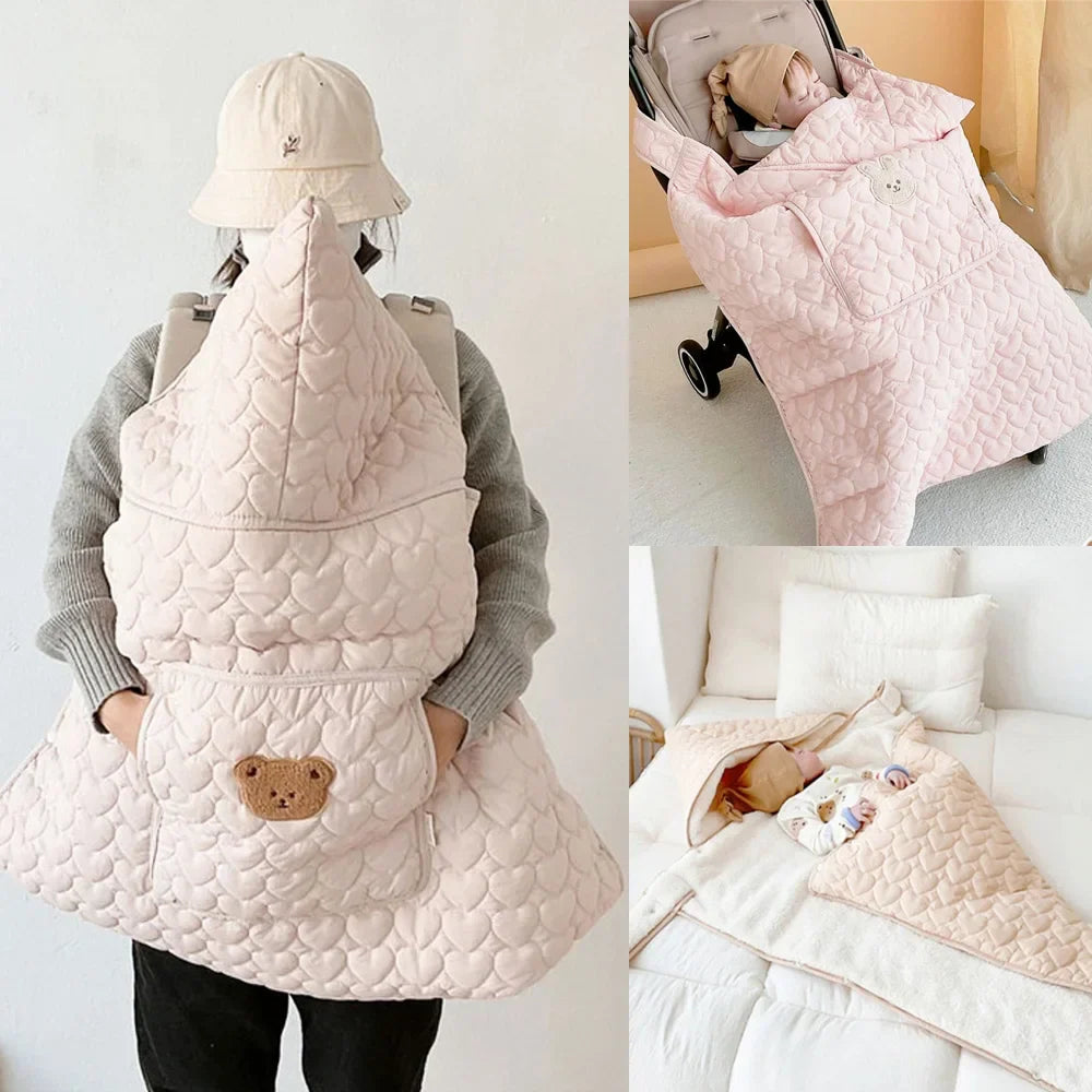 Windproof Baby Stroller Blanket Thick Fleece Sling Cover