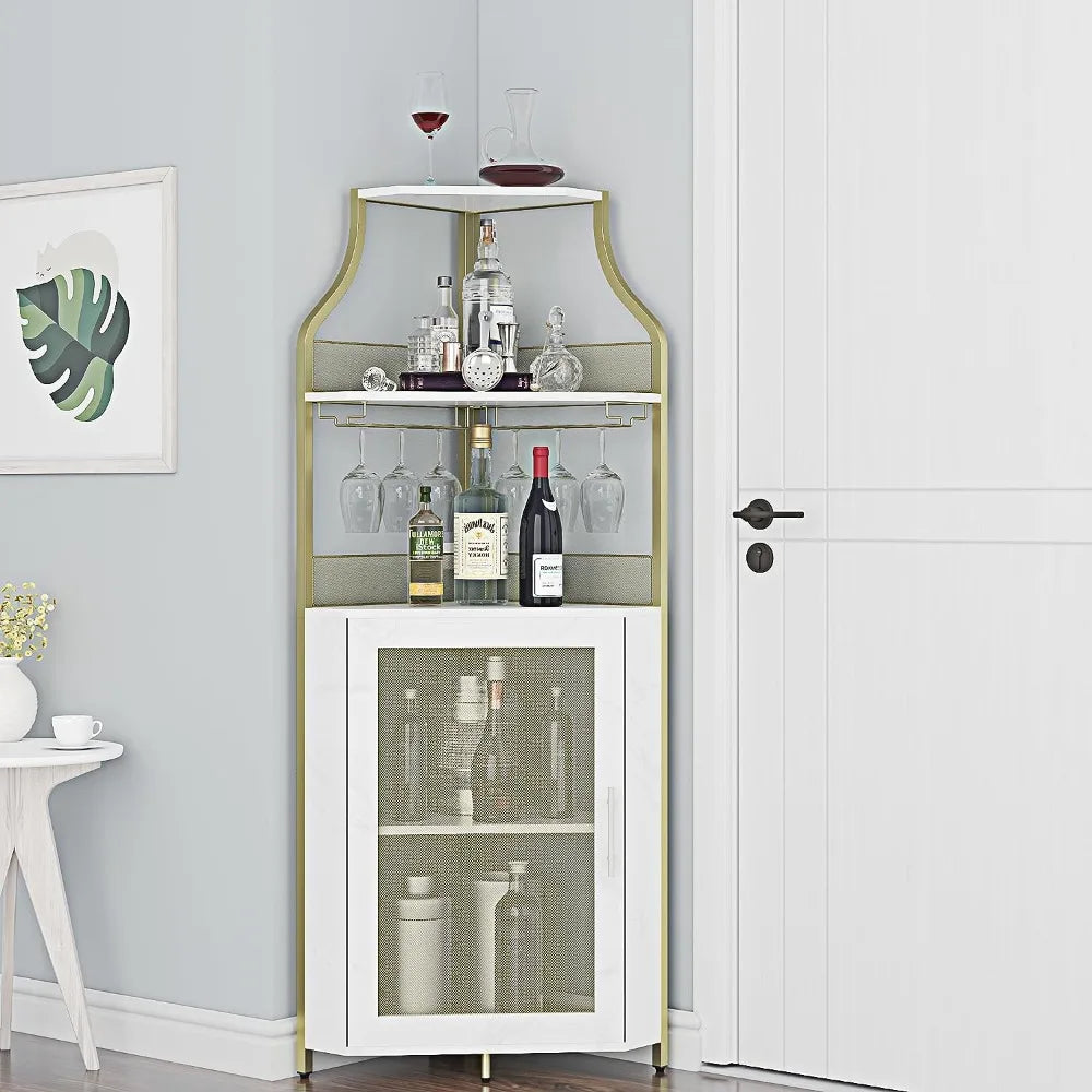 Wine Corner Cabinet with Removable Wine Rack, Cabinet