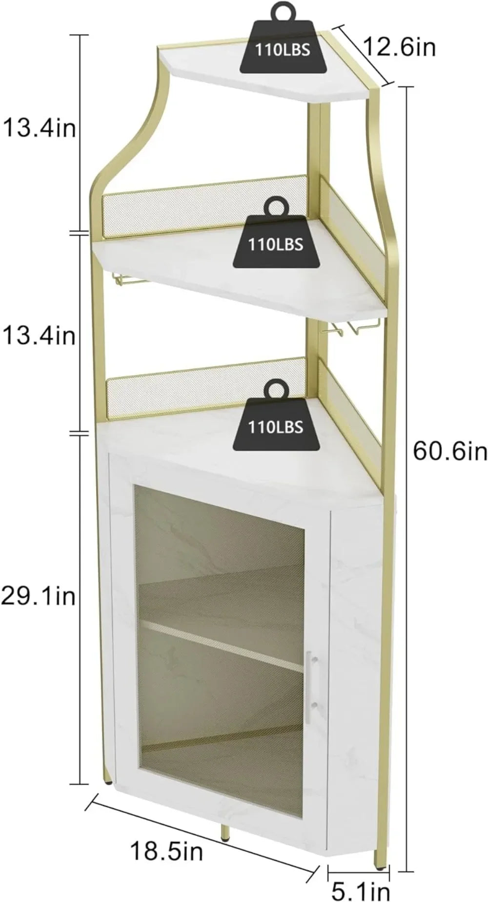 Wine Corner Cabinet with Removable Wine Rack, Cabinet