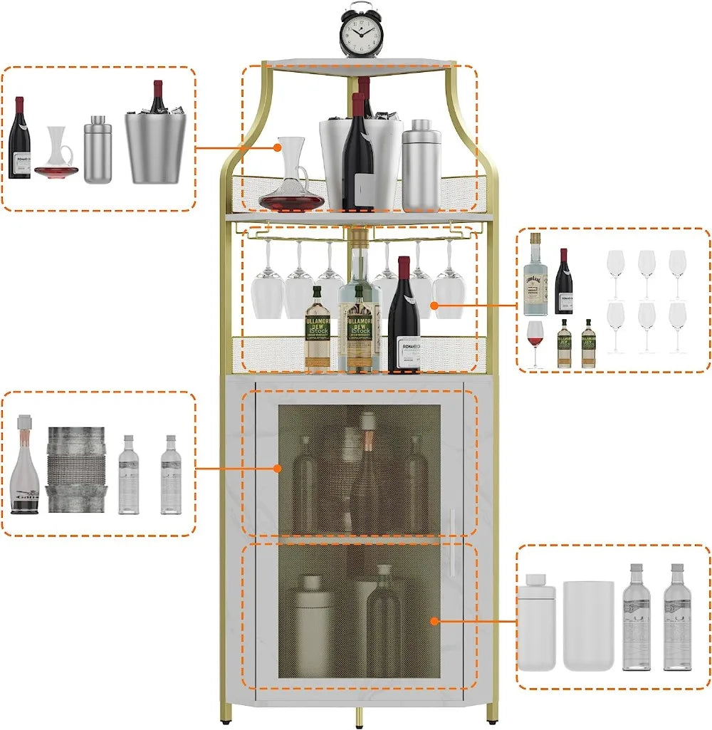 Wine Corner Cabinet with Removable Wine Rack, Cabinet