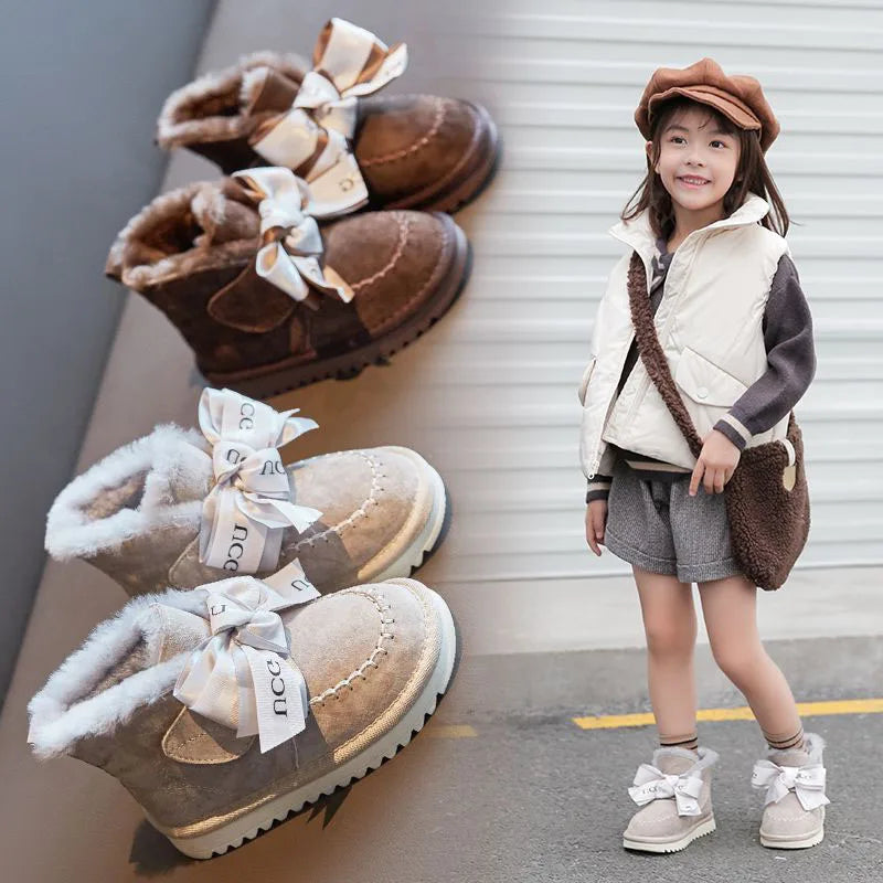 Winter 2022 Girls Snow Boots Plus Velvet Warm