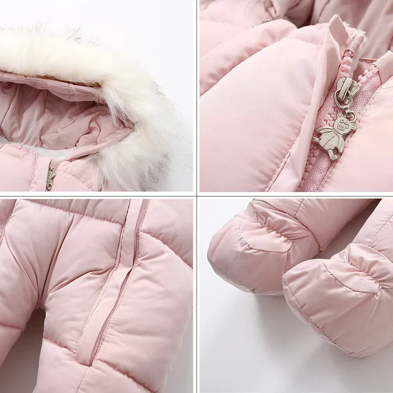 Winter Baby Jumpsuit Thick Warm Infant Hooded Inside