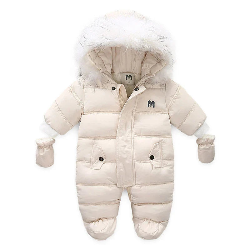 Winter Baby Jumpsuit Thick Warm Infant Hooded Inside